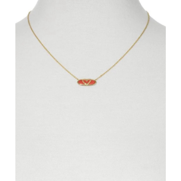 NWOT Rare Kendra Scott Aria Magnesite 14K Gold Over Brass Pendant Necklace - Red - Picture 1 of 5